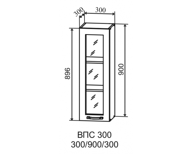 Гарда ВПС 300 шкаф верхний со стеклом высокий (Белый Эмалит/корпус Серый)