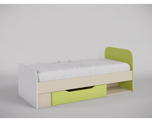 Кровать Эппл 1650х750 (Зеленый/Белый/корпус Клен)