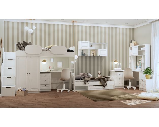 Детская комната Классика (Дом мебели) Белый/корпус Выбеленное дерево