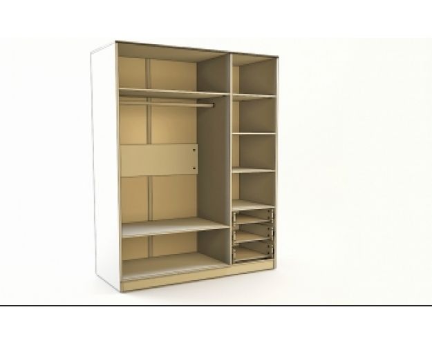 Шкаф 3-х створчатый с ящиками Скай люкс (Синий/Белый/корпус Клен)