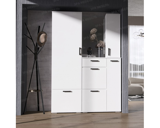 Полка с зеркалом Ника ПЗ 800 белый гладкий