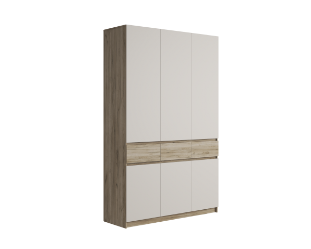 Шкаф трехстворчатый ШК-002 Бостон дуб крафт золотой / кашемир