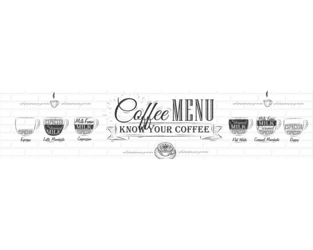 Кухонный фартук Тиснение Кирпич КМТ 17 Чашка кофе