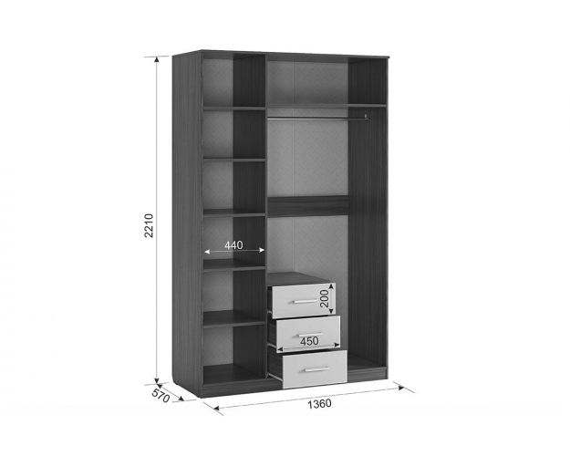 Колледж Шкаф 3-створчатый ясень шимо т./ясень шимо с./крем