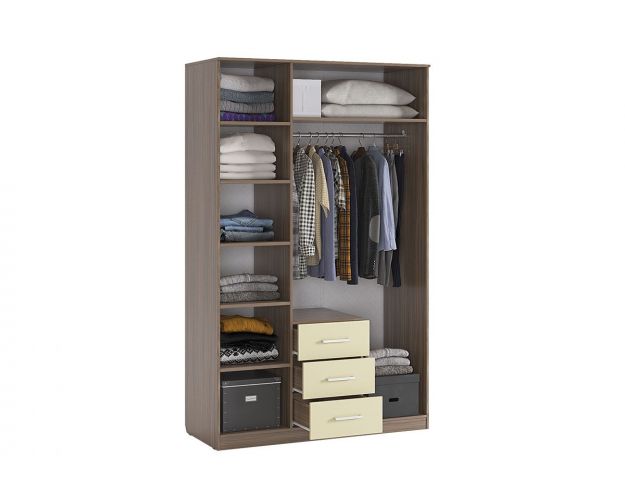 Колледж Шкаф 3-створчатый ясень шимо т./ясень шимо с./крем