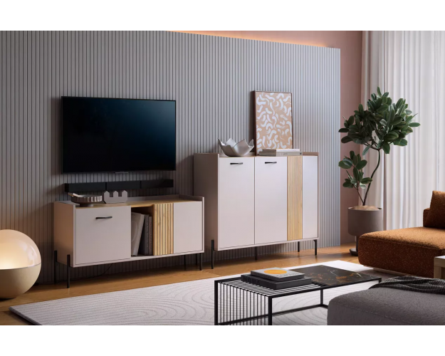 Модульная гостиная Доминика К2 кашемир / дуб крафт золотой