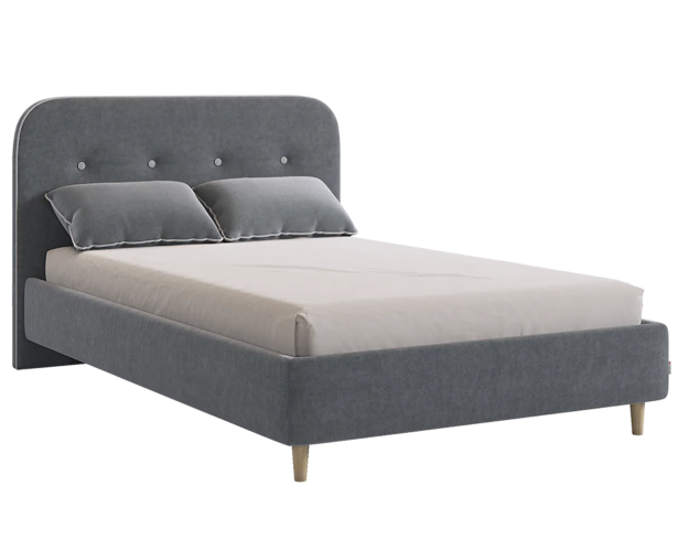 Кровать с основанием 1200 Лео графит / галька (велюр)