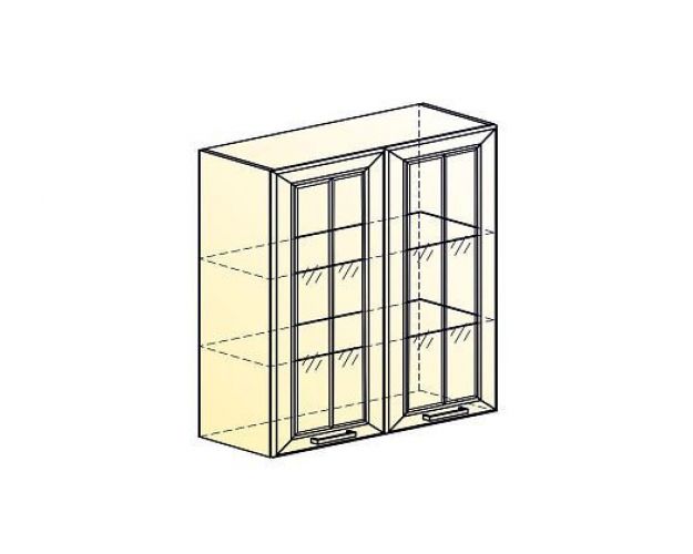 Атланта Шкаф навесной L800 Н900 (2 дв. гл.) (эмаль) (Белый/Сливки патина платина)