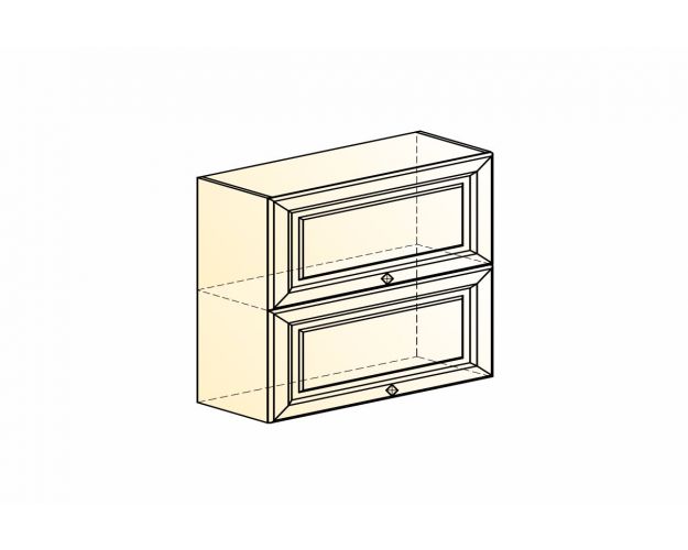 Монако Шкаф навесной L800 Н720 (2 дв. гл.гориз.) (Белый/Белый матовый)