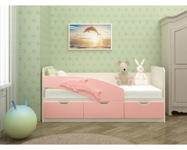 Кровать детская 1,8м Дельфин (Розовый металлик)