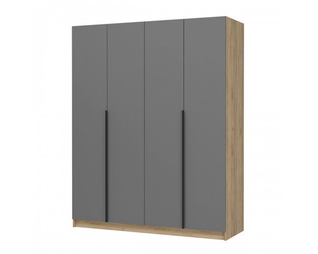 Шкаф четырехдверный Лион дуб крафт золотой / графит