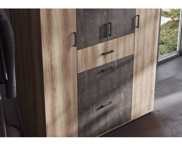 Шкаф четырехдверный Нельсон-3 дуб каньон / железный камень