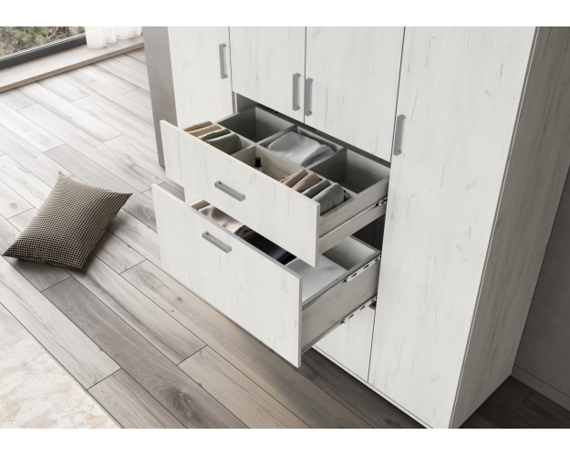 Шкаф четырехдверный Нельсон-3 дуб крафт белый