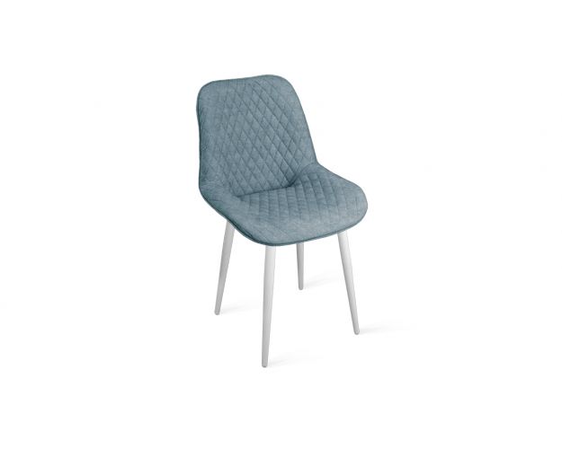 Стул «Оливер» К1С Белый/Микровелюр Duna Dustry Blue