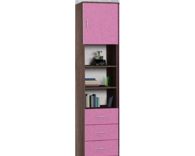 Шкаф-пенал №1 (полуоткрытый) Бодего темный/Розовый